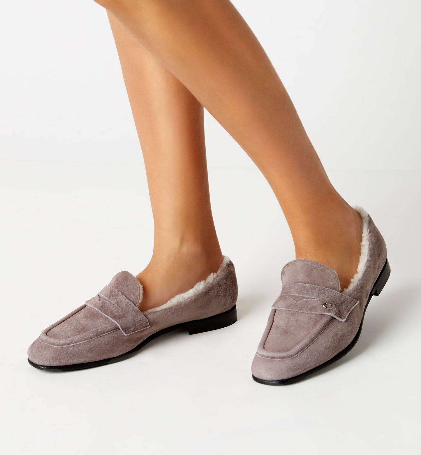 La Canadienne ARWAN SHEARLING-LINED SUEDE LOAFER Women