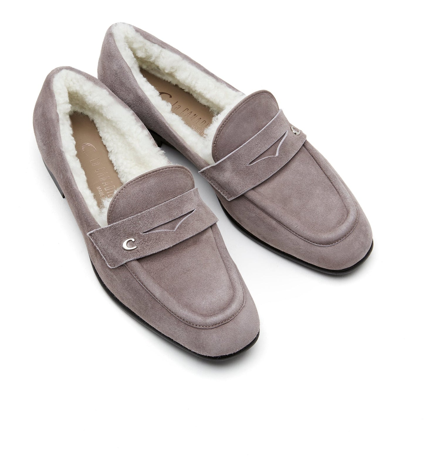 La Canadienne ARWAN SHEARLING-LINED SUEDE LOAFER Women