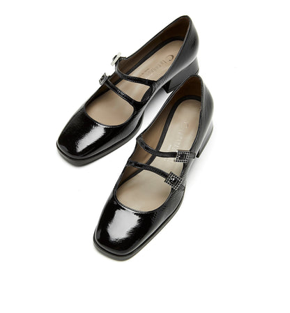 La Canadienne ACE MARY JANE CRINKLE LEATHER HEEL Women
