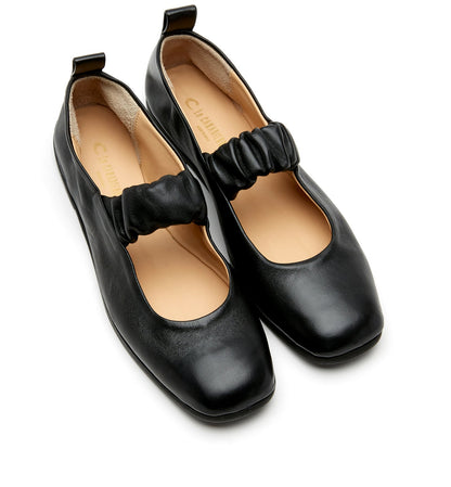 La Canadienne GREY LEATHER MARY JANE FLAT Women