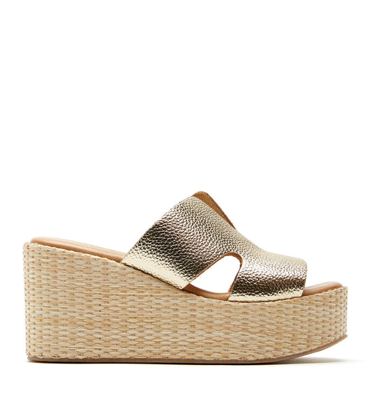 La Canadienne SILVER LEATHER WEDGE SANDAL Women