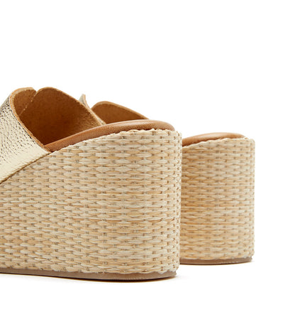 La Canadienne SILVER LEATHER WEDGE SANDAL Women