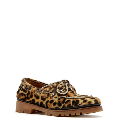 La Canadienne MAJESTIC LEOPARD-PRINT CALF HAIR BOAT SHOE Women