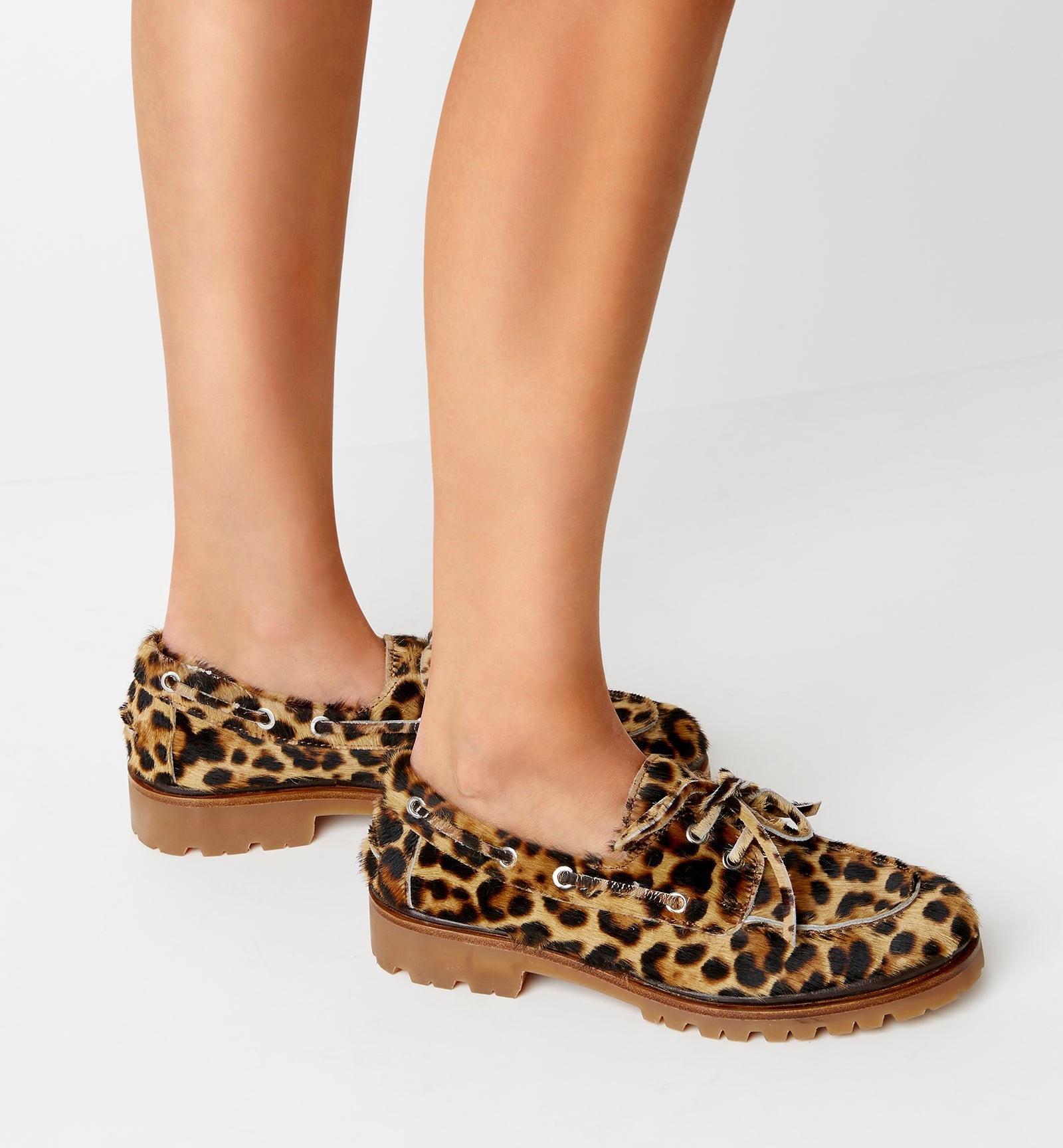 La Canadienne MAJESTIC LEOPARD-PRINT CALF HAIR BOAT SHOE Women