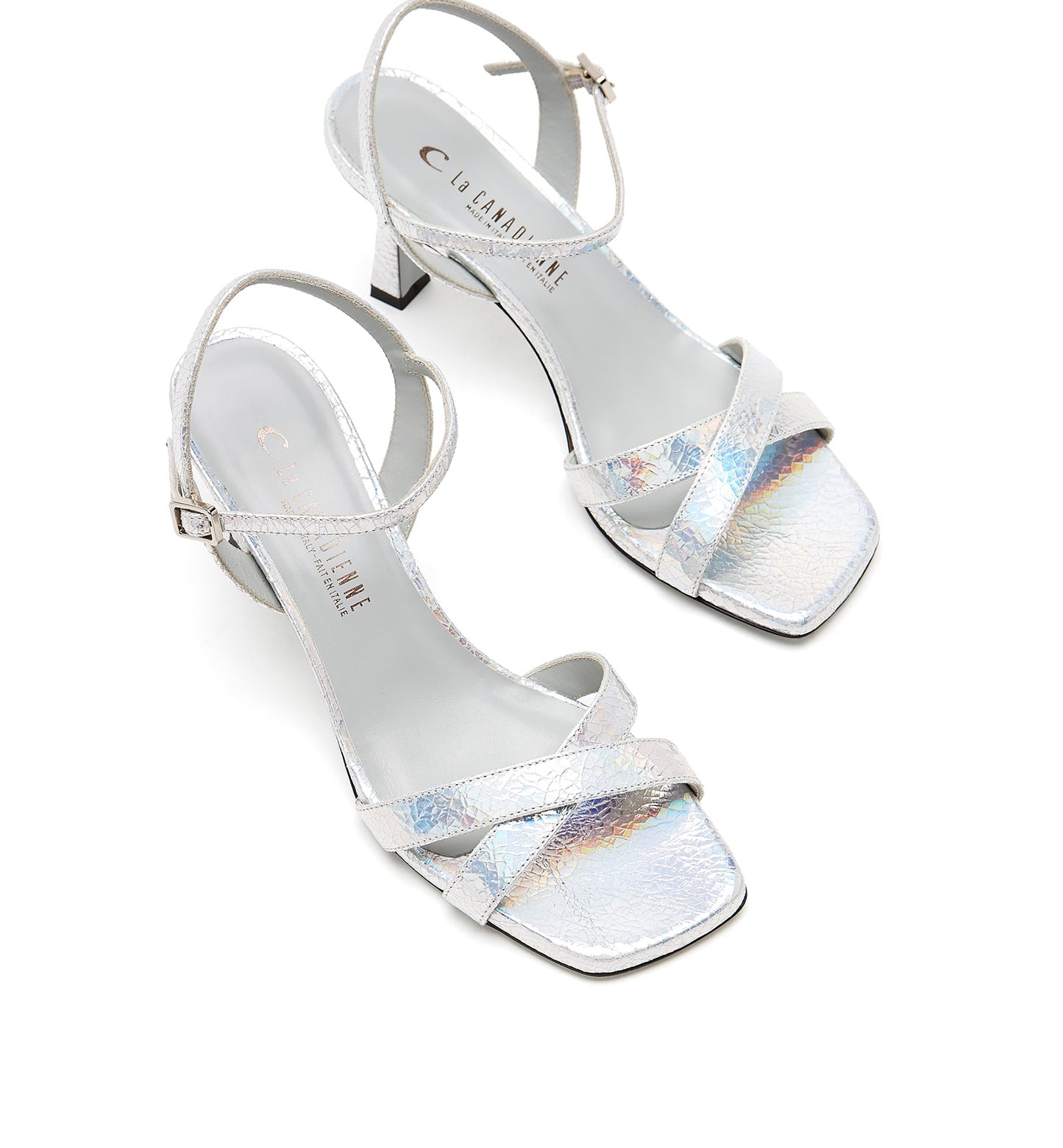 La Canadienne BLAISE HEELED CRINKLE LEATHER SANDAL Women