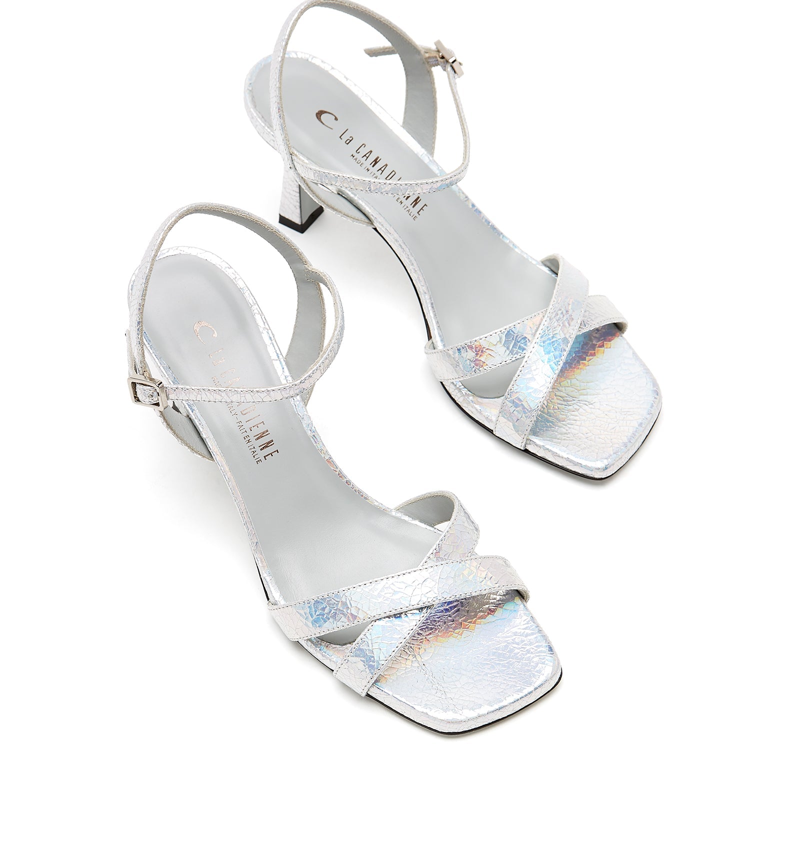 La Canadienne BLAISE HEELED CRINKLE LEATHER SANDAL Women