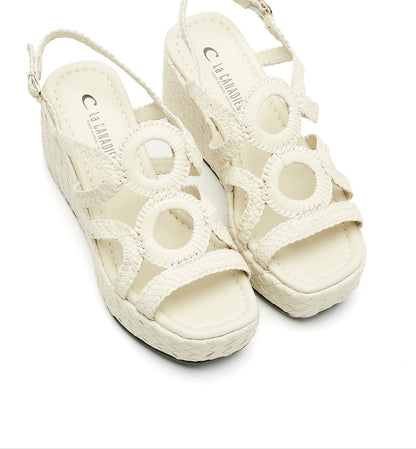 La Canadienne PEPPY WOVEN LEATHER WEDGE SANDAL Women
