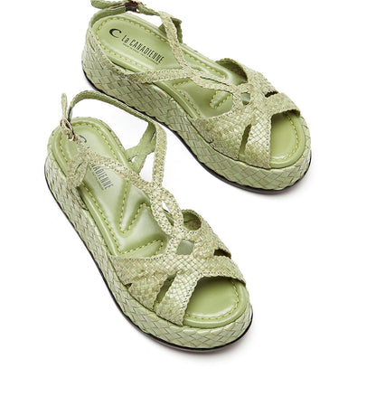 La Canadienne PONY WOVEN LEATHER PLATFORM SANDAL Women