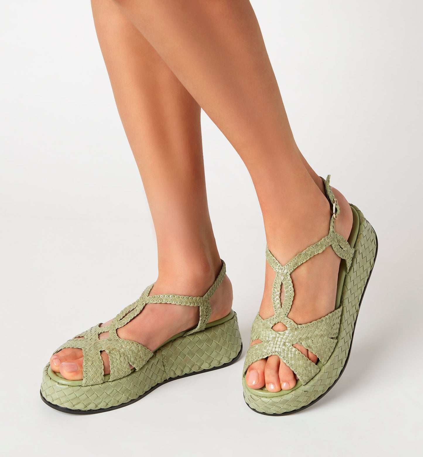 La Canadienne PONY WOVEN LEATHER PLATFORM SANDAL Women